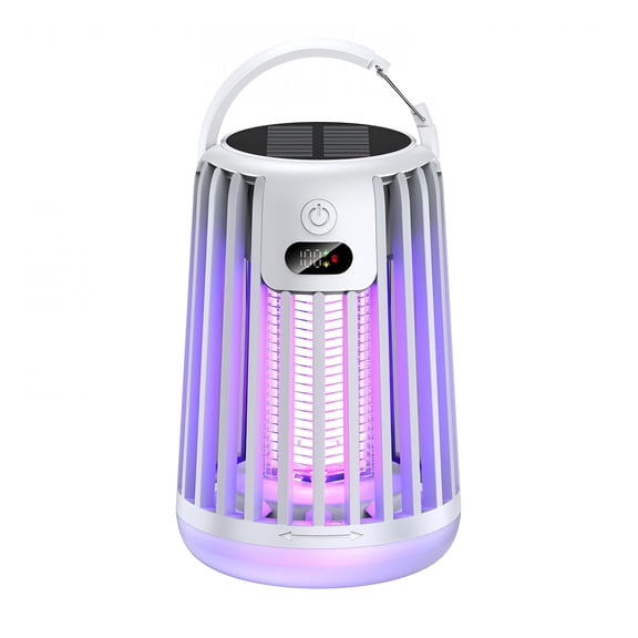 HIBIBUD Solar Bug Zapper with Dual Charging,Electric Mosquito Killer&Led Lantern,Portable Indoor&Outdoor Insect Trap for Home,Patio,Garden&Camping