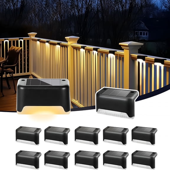 HIBIBUD Solar Deck Lights Outdoor,Solar Step Lights Waterproof Led Lights for Outdoor Stairs,Step,Fence,Patio,Yard,Porch and Balcony (12 Pack,Warm White)