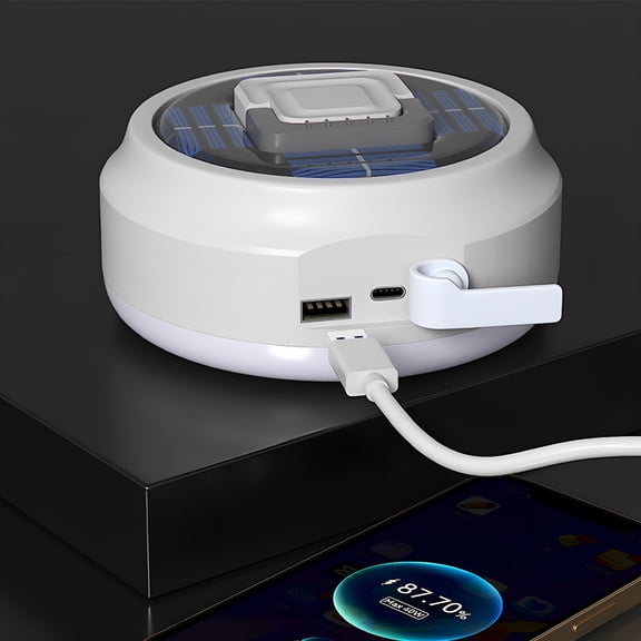 HIBIBUD Solar Energy LED Camping Lantern, Rechargeable & Portable Tent Light, 300LM, 4 Light Modes, 10000mAh Power Bank, Camping Lantern For Camping White