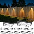 thumbnail image 1 of HIBIBUD Solar Fence Lights,12 Pack Deck Light,Led Lights Warm White Outdoor Wall Lights,Ip45 Solar Powered Light Waterproof for Backyard/Pool/Railing/Patio/Porch/Step/Outside/Garden (Black), 1 of 7