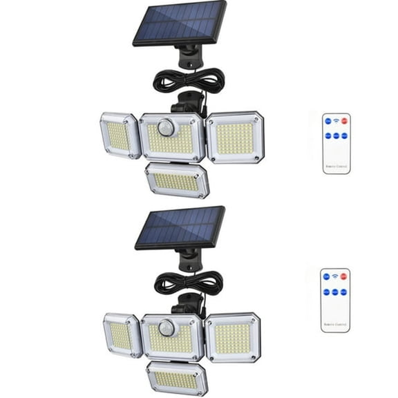 HIBIBUD Solar Lights Outdoor Indoor Motion Sensor-Solar Powered Security Lights Outside Waterproof with 4 Lighting Mode Solar Indoor Lights for House-Led Wall Light with Remote & Cord (2 Pack)