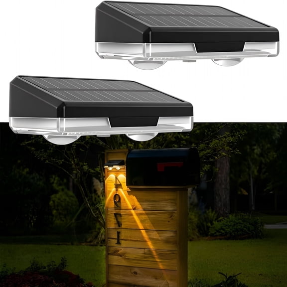 HIBIBUD Solar Mailbox Lights 2 Pack, Outdoor Waterproof House Number Light, Dusk to Dawn Address LED Sign, 3 Color Modes