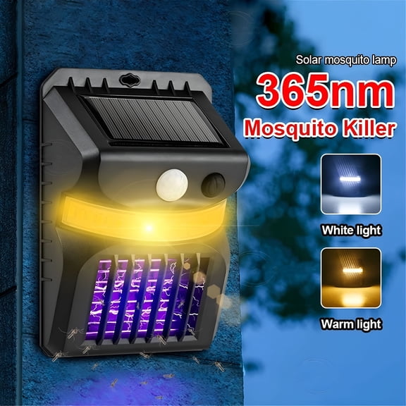 HIBIBUD Solar Mosquito Zapper Outdoor Light,Electric Fly Catcher,Electric Bug Trap,Solar-Powered Fly with Motion Sensor,Waterproof Cordless