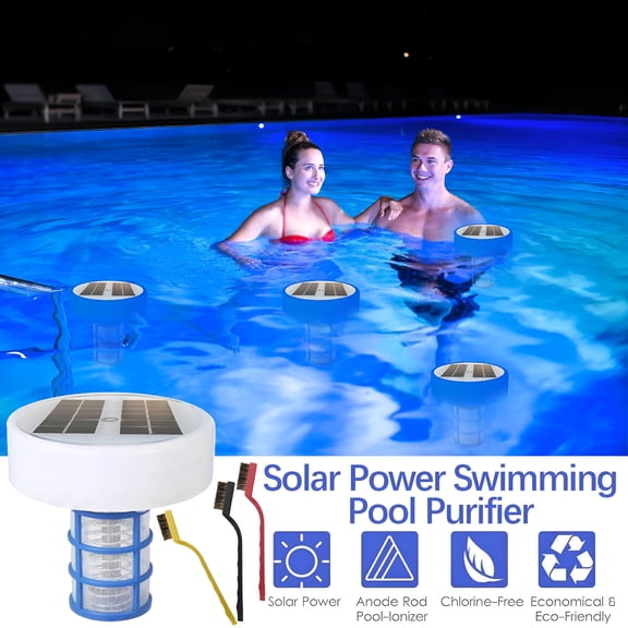 HIBIBUD Solar Pool Purifier Floating Water Cleaner with Night Light, Ionizer for Spa Backyard Patio
