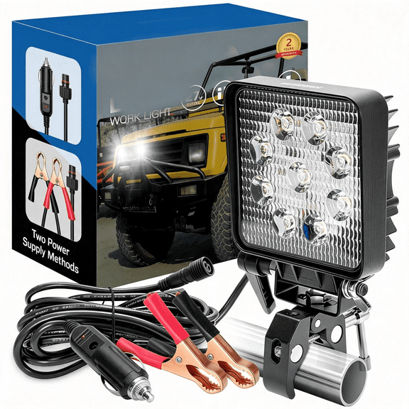 HIBIBUD Spotlight for Boat,Portable Clamp on Boat Docking Headlights Led Pod 6000K Flood Marine Lamp for Kayak Bass Jon Fishing Boat Deck Spreader Light T-Top Driving Stern Lights Truck Suv 12V
