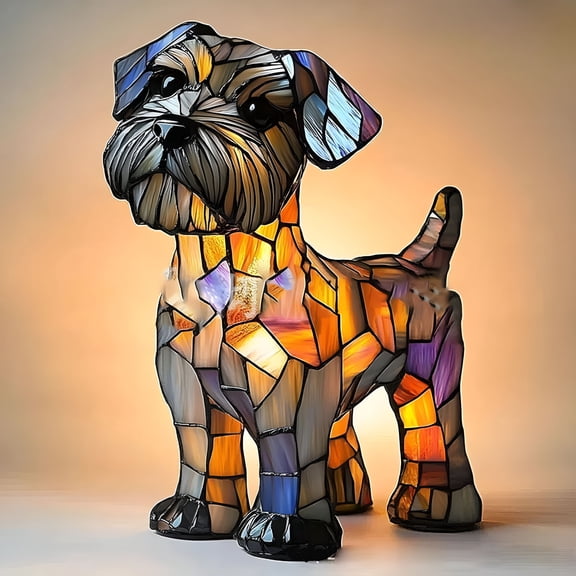 HIBIBUD Stained Glass Dog Lamp,Rainbow Pup Lamp,LED Stained Glass Puppy Lamp,Corgi Lamp and Pug French Bulldog Dachshund Lamp,Cat Lamp