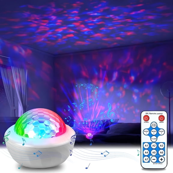HIBIBUD Star Projector Night Light with Ocean Wave Projector Lights for Bedroom,Voice Control Portable Galaxy Projector for Sleep Party Decor,Kids Bedroom,Christmas Decor White