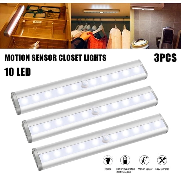 HIBIBUD Stick-On Anywhere Portable Little Light Wireless Led under Cabinet Lights 10-Led Motion Sensor Activated Night Light Build in Rechargeable Battery Magnetic Tap Lights for Closet