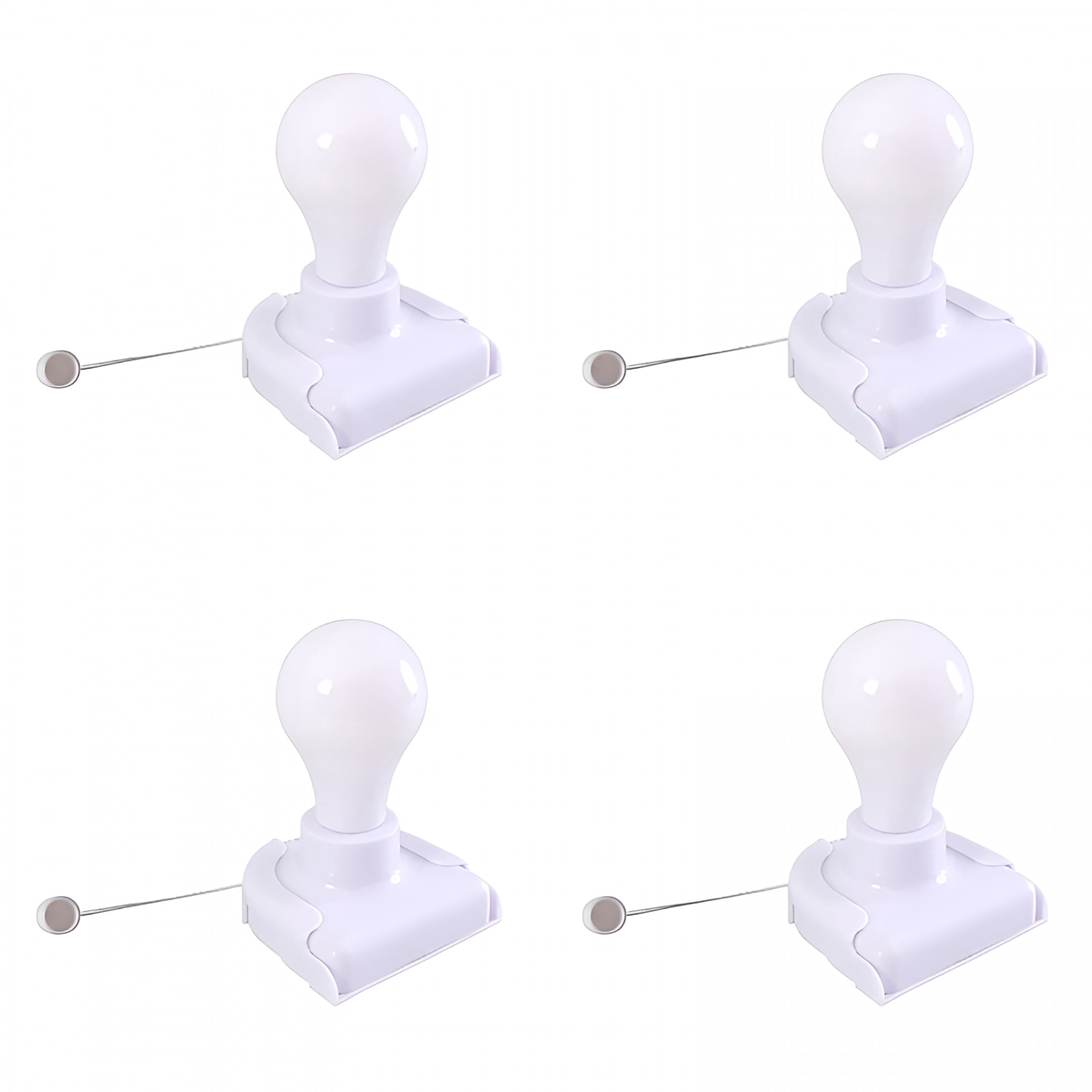 HIBIBUD Stick-Up Battery Operated Light Bulb,Battery Powered Wireless Smart Closet Light Bulb,Self Adhesive Wall Mounted Light Fixture with Pull Chain for Cabinet Bedroom Living Room Kitchen 4Pcs