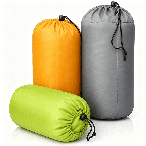 HIBIBUD Stuff Sack Set 3-Pack (3L&5L&9L), Ultralight Ditty Bags with Dust Flap for Traveling Hiking Backpacking, Durable Stuff Sack