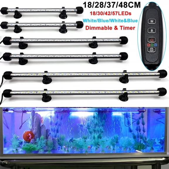 HIBIBUD 2026 New Submersible Led Aquarium Light Fish Tank Light with Timer Auto On/Off White & Blue Led Light Bar Stick