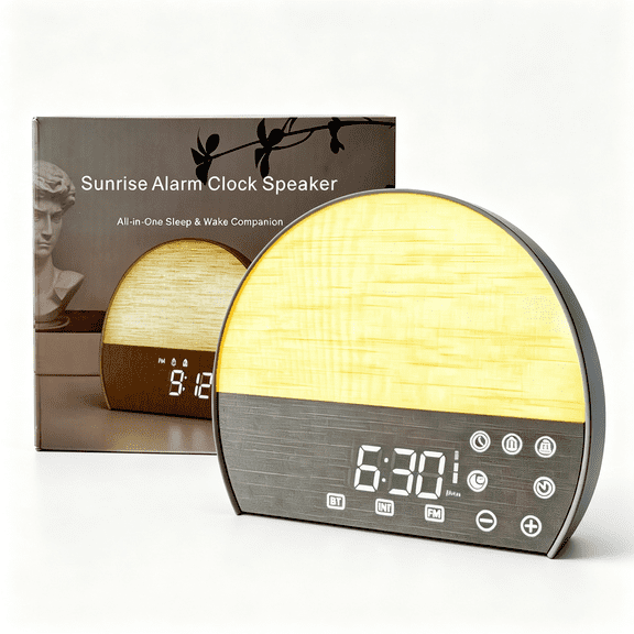 HIBIBUD Sunrise Alarm Clock,30 Soothing Sounds,Fm Radio&Bluetooth Zero Blue-Light Display,Flame-Retardant Build,No App Needed,Gift-Ready Box,Dual Alarms,Touch Panel