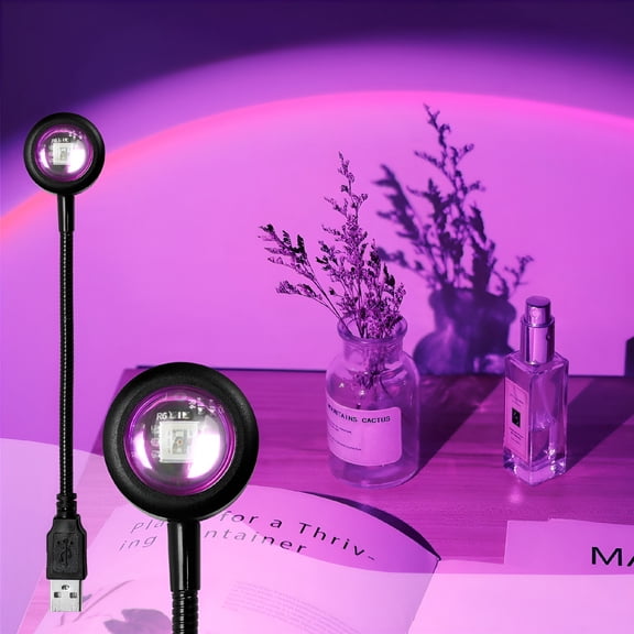 HIBIBUD Sunset Lamp Projection-7 Colors Sunset Lamp Projector Night Light 360 Degree Rotation USB Night Light Romantic Visual Ambient Light Red Light for Home Bedroom Car Party Selfie Decor