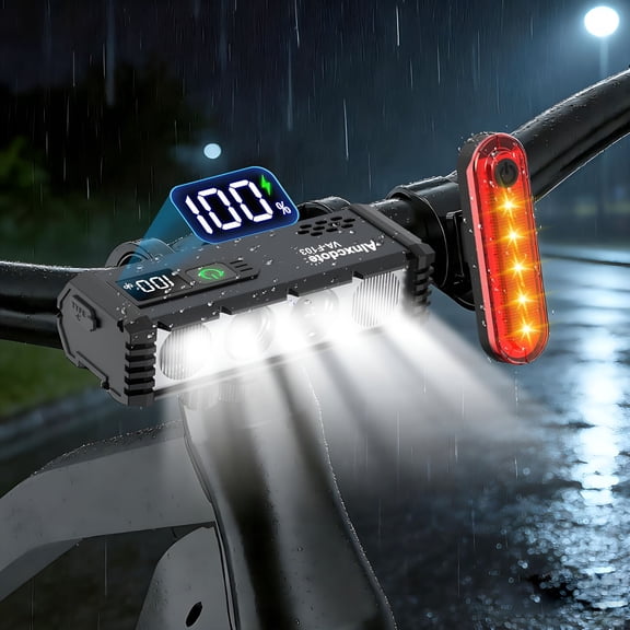 HIBIBUD Super Bright Bike Lights for Night Riding 4800 Lumen,Usb Rechargeable Led Bicycle Light with Lcd Display,High Power Waterproof Bike Headlight Front and Rear