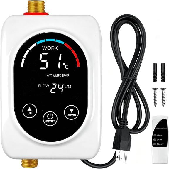 HIBIBUD Tankless Water Heater Electric 110V,3000W Under Sink Instant on Demand Hot Water Heater,Portable Mini Small Water Heaters with Digital Display for Kitchen Bathroom Rv