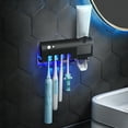 thumbnail image 1 of HIBIBUD Toothbrush Sanitizer Holders with UV Rays Sterilization Rechargeable Solar-Power Automatic Toothpaste Dispenser Wall Mount Toothbrush Organizer, 1 of 7