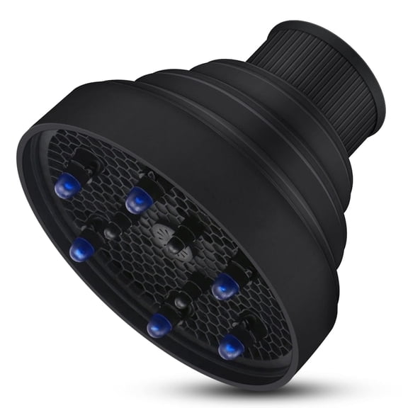 HIBIBUD Travel Hair Dryer Diffuser,Collapsible Portable Hair Diffuser,Professional Blow Dryer Diffuser Attachment for Natural Thick Hair,Suitable for Nozzle 1.65 Inches to 1.77 Inches-Black