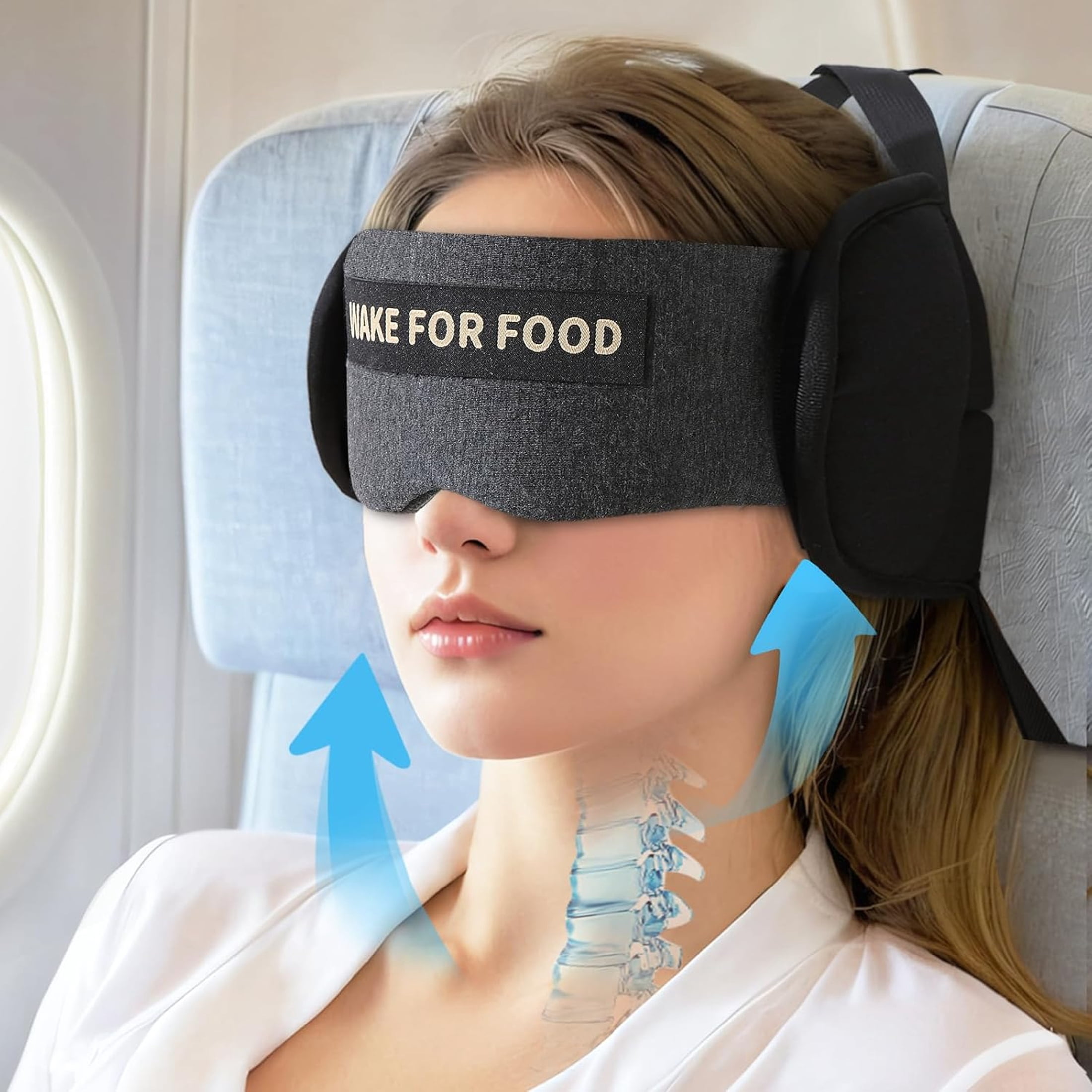 HIBIBUD Travel Pillows for Airplanes,Plane Pillow with Eye Mask for Long Flights Sleeping,360 Support Airplane Head Stra