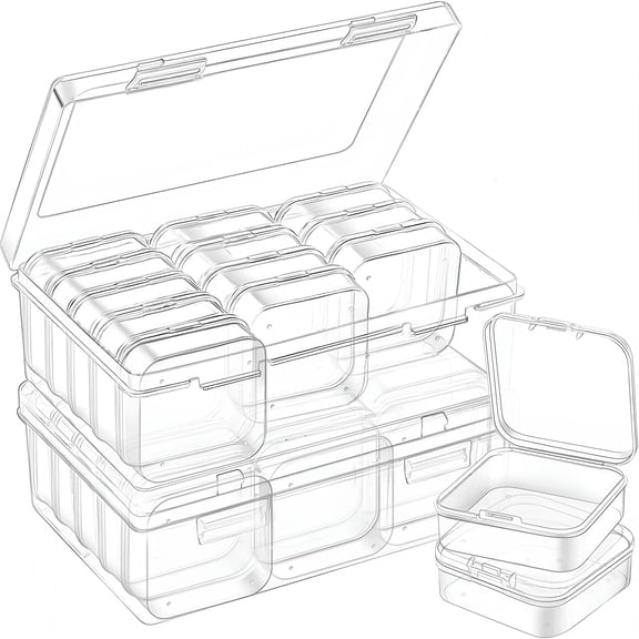 HIBIBUD Two Pack Bead Organizer Box with Hinged Lid-30 Mini Clear Plastic Storage Containers for Beads,Jewelry,Diy Crafts,Screws,Small Parts,Buttons&Multi-Purpose Travel Organizers