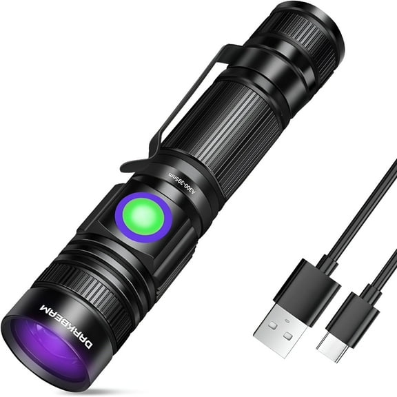 HIBIBUD UV Black Light Flashlight 395nm - Rechargeable USB Woods Lamp,Powerful Mini Ultraviolet LED Blacklight Flashlights - Resin Curing,Detector for Pet/Cat/Dog Urine,Stains,Scorpions