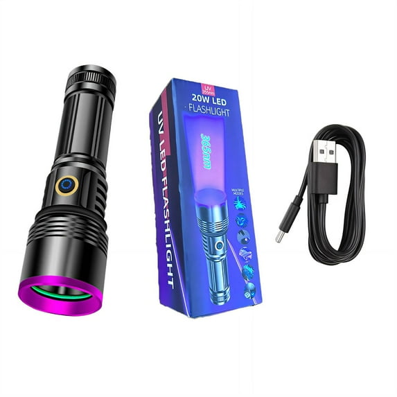 HIBIBUD UV Flashlight,Aluminum Alloy Body,Type-C Rechargeable Black Light for Pet Urine Detection,Single Purple Light Black Light Flashlight,One-Touch Switchrechargeable UV Flashlight,Style 2