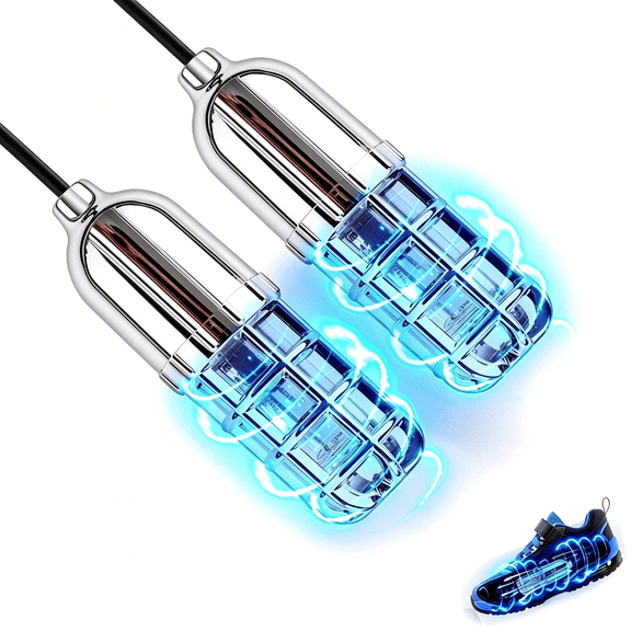 HIBIBUD Ultraviolet Shoe Deodorizer,Uv Light Sneaker Cleaner,Smart Timing Footwear Odor Elimination,360 Ultraviolet Bulb Design,Applicable to All Shoes and Boots 6W (Silver)