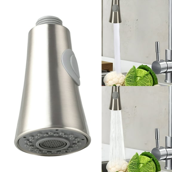 HIBIBUD Universal Pull Down Kitchen Faucet Sprayer Head Replacement, 2 Function Brushed Nickel Pull Out Spray Nozzle with Aerator, Sink Faucet Attachment for Washing Dishes