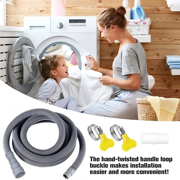 HIBIBUD Universal Washing Machine Drain Hose Extension 6.5Ft Flexible Washer Dishwasher Hose Portable Sink Dehumidifier Pipe Corrugated Plastic Hose Air Condition Tool Washer Drain Hose