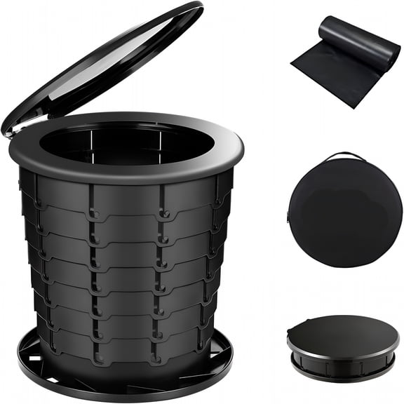 HIBIBUD Upgrade Retractable Portable Toilet Travel Toilet Adjustable Height Camping Toilet Portable Potty for Adults Kids, Foldable Portable Toilet for Camping/Car