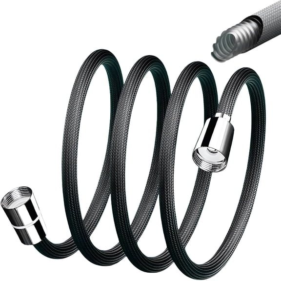 HIBIBUD Upgraded Explosion-proof Braided Shower Hose - Anti-leak, Shower Hose Extra Long, Shower Curtain Head Hoses Replacement for Cleaning (Gray, 78in/2m)