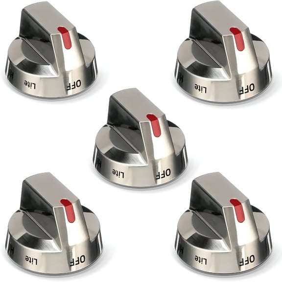 HIBIBUD Upgraded Stove Knob Oven Knobs Replacement Compatible with Gas Range Oven Stove Part - Top Burner Control Dial Knobs 5 Pack