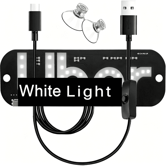 HIBIBUD Usb Led Windshield Sign for Driver Touch Control Taxi Light with Suction Cups | Car Decal Display for Ride Sharing, Passenger Info (White)