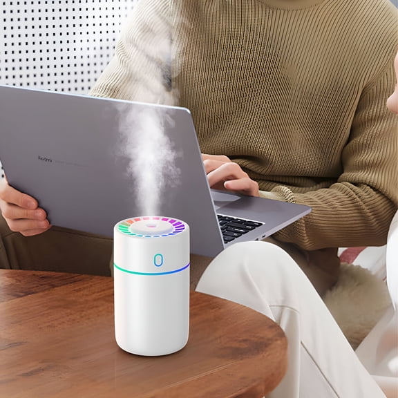 HIBIBUD Usb Powered Desktop Humidifier,Portable Personal Air Moisturizer for Car Office Travel,Quiet Mist Atomizer for Dry Environments (White)