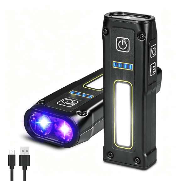 HIBIBUD Uv Flashlight 365+395 Blacklight, Led Edc Flashlights High Lumen Usb C Rechargeable Woods Lamp, Mini Magnetic Cob Red Light - Urine, Scorpion Detector, Cure Resin