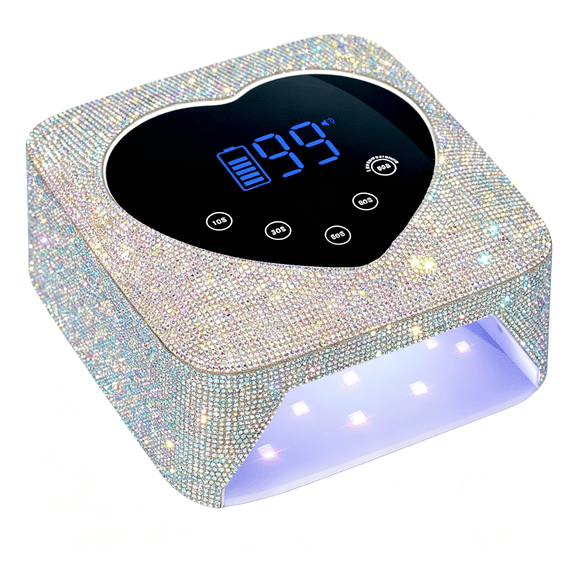 HIBIBUD Uv Led Nail Lamp 72W Rechargeable Sparkly Wireless Nail Dryer Gel Polish Light with 5 Timer Setting Professional Quick Dry Curing Lamp with Display Auto Sensor for Salon&Home