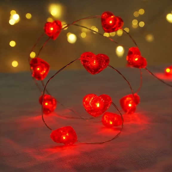 HIBIBUD Valentine Day Decorations 6.5 Ft 20 Leds Red Heart Fairy String Lights Battery Operated Waterproof Twinkle Lights for Kids Bedroom Wedding Party ValentineS Day MotherS Day Decor Indoor