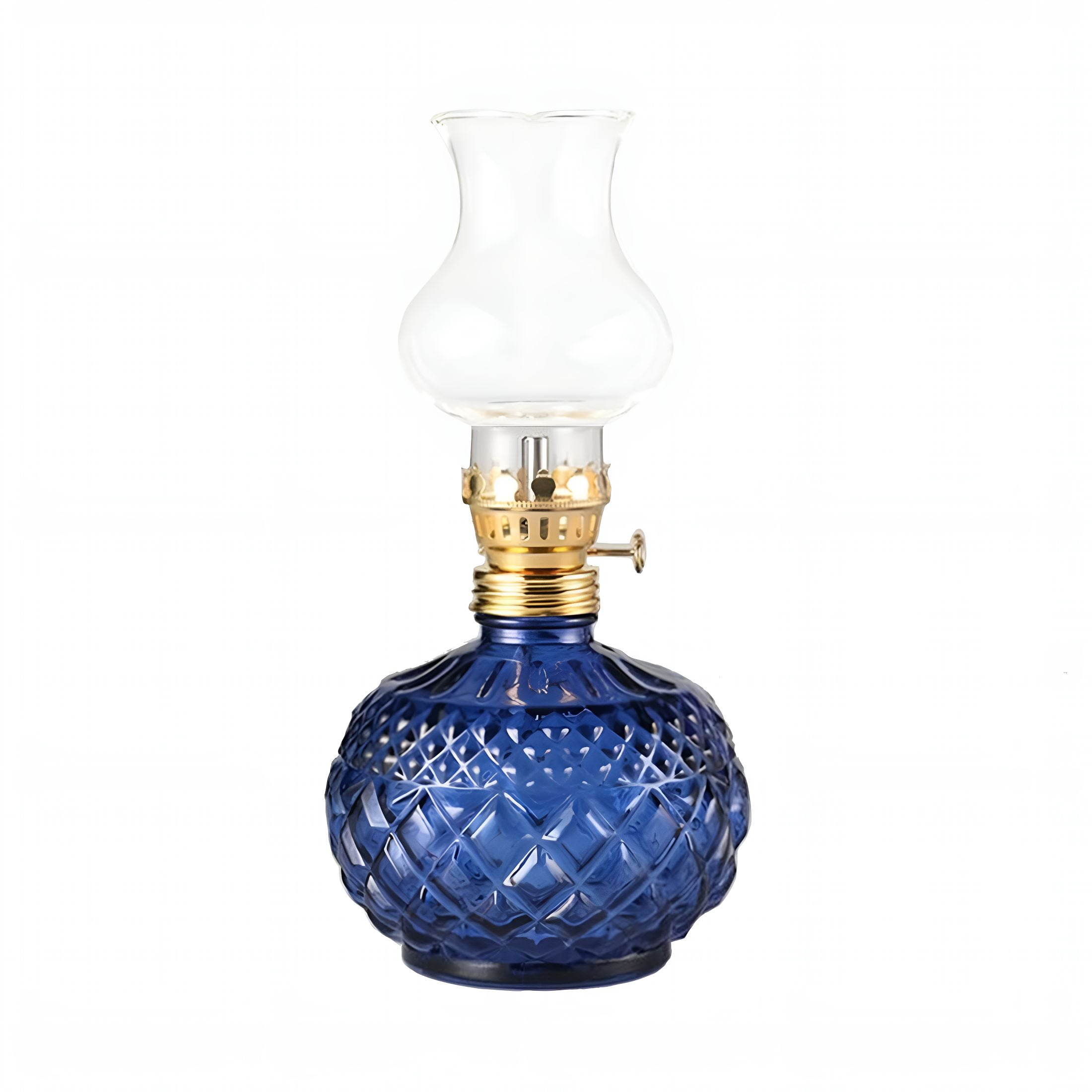HIBIBUD Vintage Colored Glass Oil Lamp for Indoor Tabletop Lighting,Kerosene Emergency Lantern