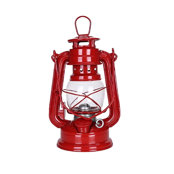 HIBIBUD Vintage Red Kerosene Oil Lantern, 7.5 Inch Portable Hurricane Lamp with Cotton Wick for Indoor and Outdoor Lighting