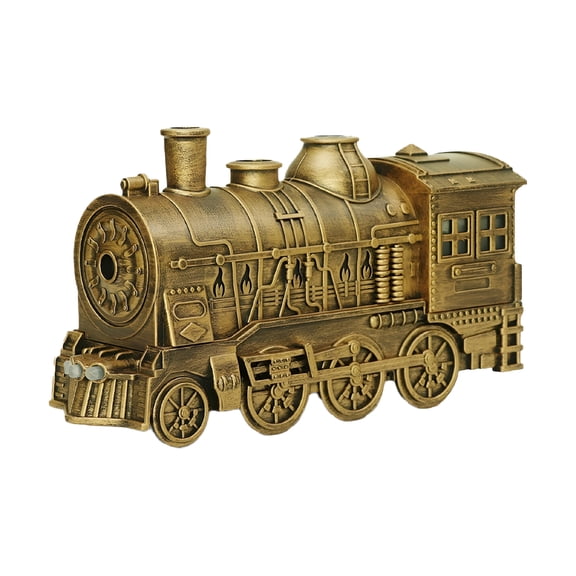 HIBIBUD Vintage Steam Train Shape Aromatherapy Essential Oil Diffuser & Humidifier with Dual-Color Led Light and Remote Controller (Bronze)
