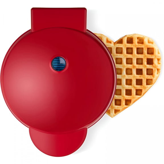 HIBIBUD Waffle Maker - Electric Waffle Maker for Creative Homemade Treats - Dual Nonstick Cooking Surfaces,Easy Food Release & Quick Cleanup - Compact,Space-Saving Design - 8 Inches - Red Heart