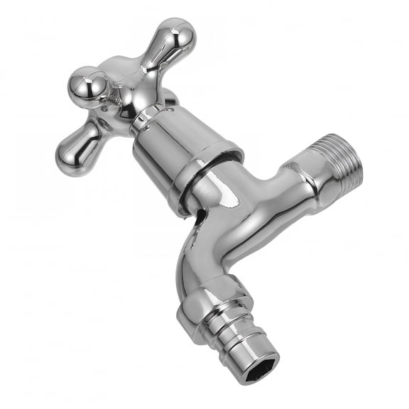 HIBIBUD Wall Mounted Basin Tap Single Cross Handle Faucet for Washing Machine Balcony Mop Sink Pool Indoor Outdoor Silver 1 Set