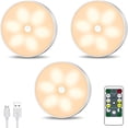 thumbnail image 1 of HIBIBUD Warm Color LED Closet Lights Motion Sensor Step Light,USB Rechargeable Battery Operated Puck Lights,Dimmable Under Cabinet Counter Lighting for Wardrobe Kitchen (3 Pack), 1 of 8