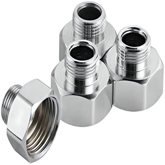 HIBIBUD Water Line Adapter,4 PCS Pipe Fittings in 1/2"Female to 3/8"Male Reducer Adapter,Compression Fitting for Kitchen Bathroom Faucet Supply Hose,Stop Valve Adapter,Pipe Connector With Rubber