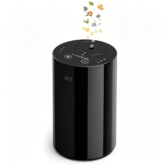 HIBIBUD Waterless Essential Oil Diffuser,Portable Aromatherapy Diffuser with 20Ml Capacity,Battery Operated Mini Scent Diffuser,3 Mist Levels&Timers,Leak-Free,For Home,Car,Office(Black)