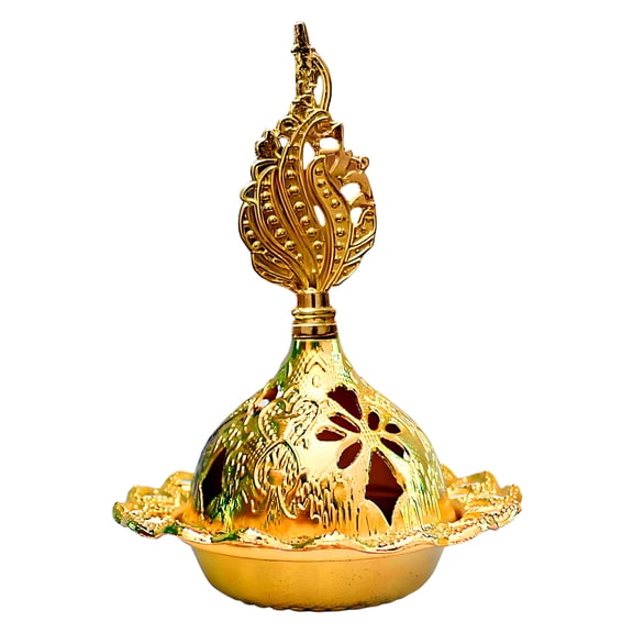 HIBIBUD Wax Melt Warmer, Middle Eastern Gold Pyramid Candle Warmer with Hollow-Out Design, Heat Insulation Anti-Scald Zinc Alloy Wax Burner for Scented Wax, Fragrance Therapy Home Office Spa Decor