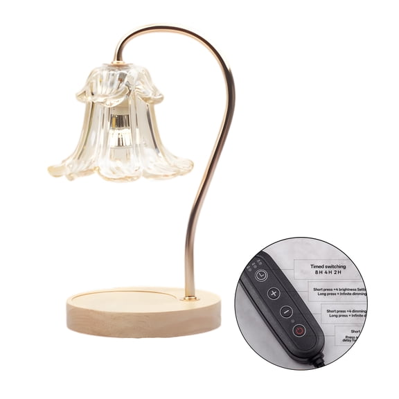 HIBIBUD Wax Melt Warmer,Morning Glory Petal Lamp Candle Warmer Lamp with Timer,Timer Dimmer Control Button Lamp Candle Warmer,style12
