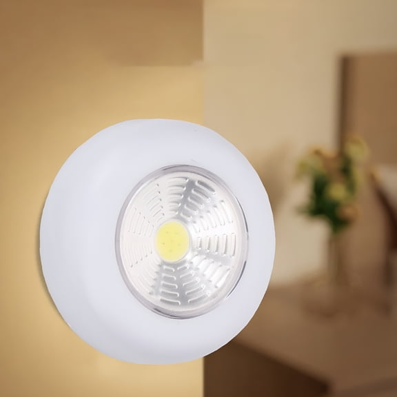 HIBIBUD Wireless LED Disc Light Under Cabinet, Battery Operated Puck Light with Adhesive, Portable Round Night Light for Kitchen Closet Stairs, 50 Lumens, No Wiring Needed