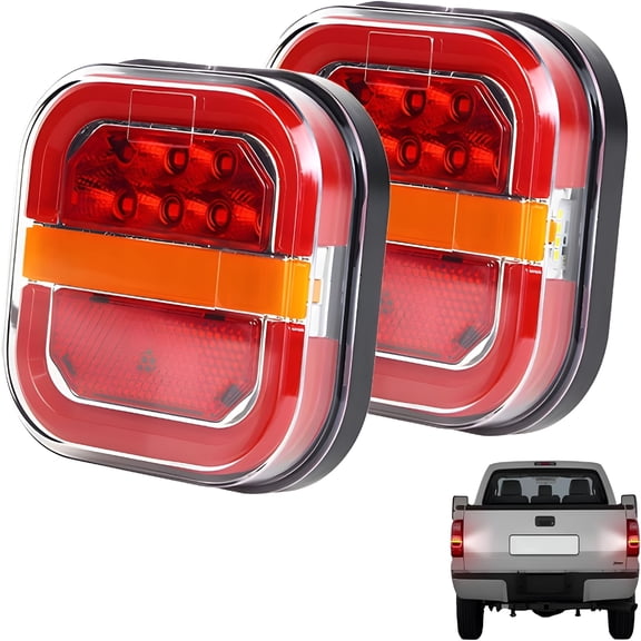 HIBIBUD Wireless Trailer Lights Kit, IP67 Waterproof LED Magnetic Towing Tail Lights with Rechargeable Battery, 12V-24V Brake Turn Signal Lamp for Trucks RV Boat Commercial Vehicle, 2 Pack