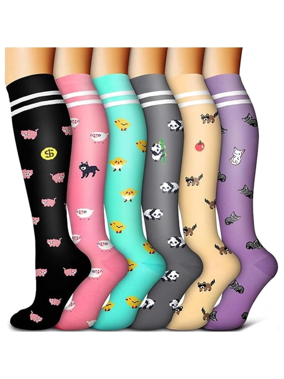 Women'S Compression Socks Compression Socks for Women Men Knee High Socks for Women Support Circulation 6 Pairs Socks for Nurse,Travel,Flight,Multicolour Womens Compression Socks for Flying
