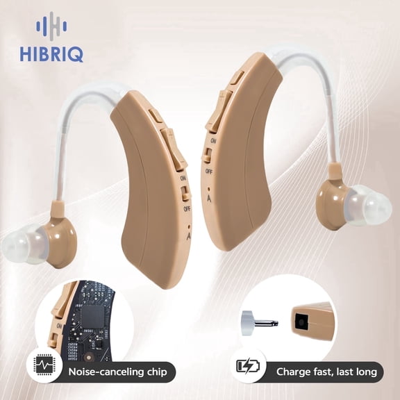 HIBRIQ Digital Hearing Aids for Seniors, Rechargeable Hearing Aids with Noise Cancelling and Feedback Cancellation, Assisted Hearing, Enhanced Speech Clarity, Comfort Fit HH-1220AX